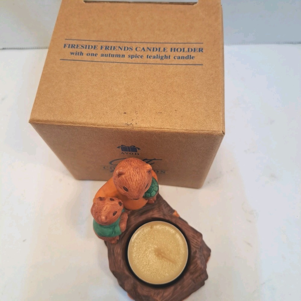 Avon Gift Collection Fireside Friends Candle Holder W/Autumn Spice Candle - Picture 3 of 4